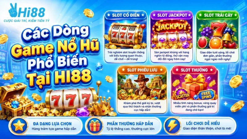 Các Dòng Game Nổ Hũ Phổ Biến Tại HI88