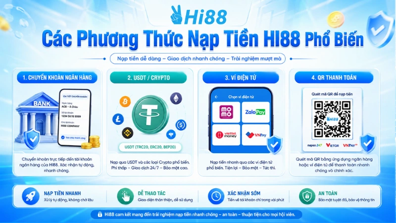Các Phương Thức Nạp Tiền HI88 Phổ Biến
